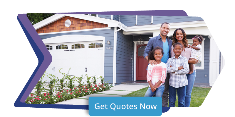 family in front of a house