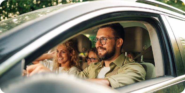 family in car
